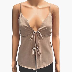 SINCERELY JULES Shimmer Front Tie Top Pink Champagne NWT Size